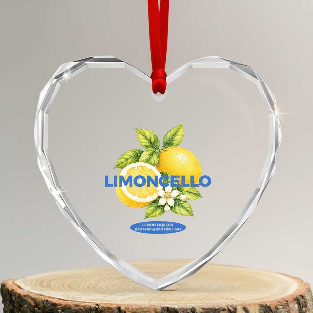 Vintage Limoncello Lemon Liqueur Heart Crystal Glass Ornament Citrus Fruit Botanical Italian Summer Graphic TS10 Transparent Glass 3'' Heart Print Your Wear