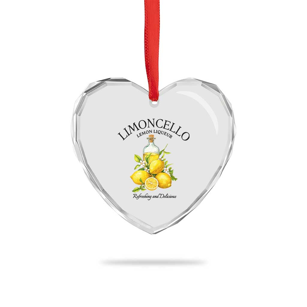 Vintage Limoncello Lemon Liqueur Heart Crystal Glass Ornament Italian Summer Letter Fruit Printed Graphic
