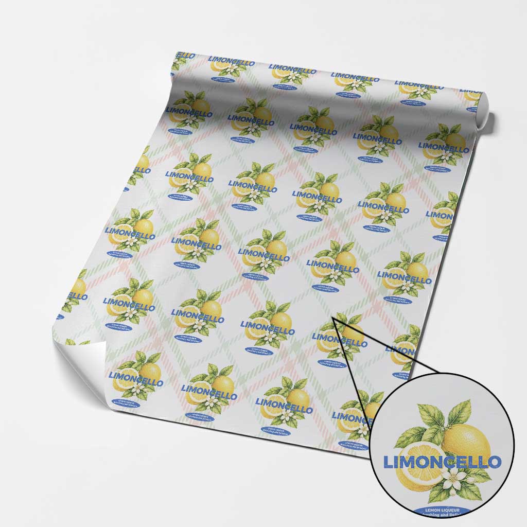 Vintage Limoncello Lemon Liqueur Wrapping Paper Roll Citrus Fruit Botanical Italian Summer Graphic