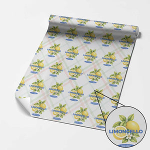 Vintage Limoncello Lemon Liqueur Wrapping Paper Roll Citrus Fruit Botanical Italian Summer Graphic