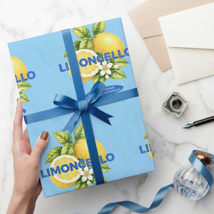 Vintage Limoncello Lemon Liqueur Wrapping Paper Roll Citrus Fruit Botanical Italian Summer Graphic