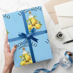 Vintage Limoncello Lemon Liqueur Wrapping Paper Roll Italian Summer Letter Fruit Printed Graphic