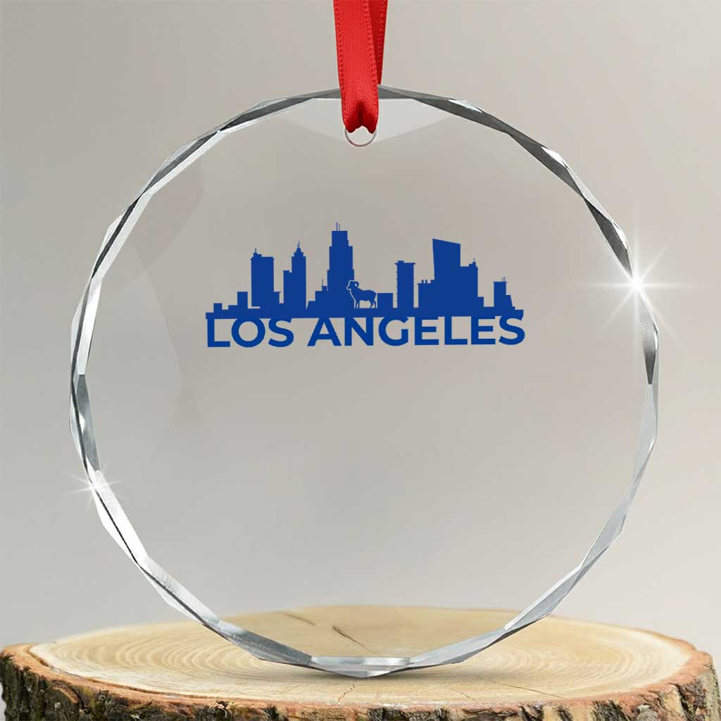 Vintage Los Angeles Skyline Ram Fan Crystal Glass Ornament Football Lover Gift TS12 Transparent Glass 3'' Circle Print Your Wear