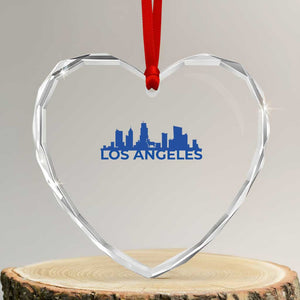 Vintage Los Angeles Skyline Ram Fan Heart Crystal Glass Ornament Football Lover Gift