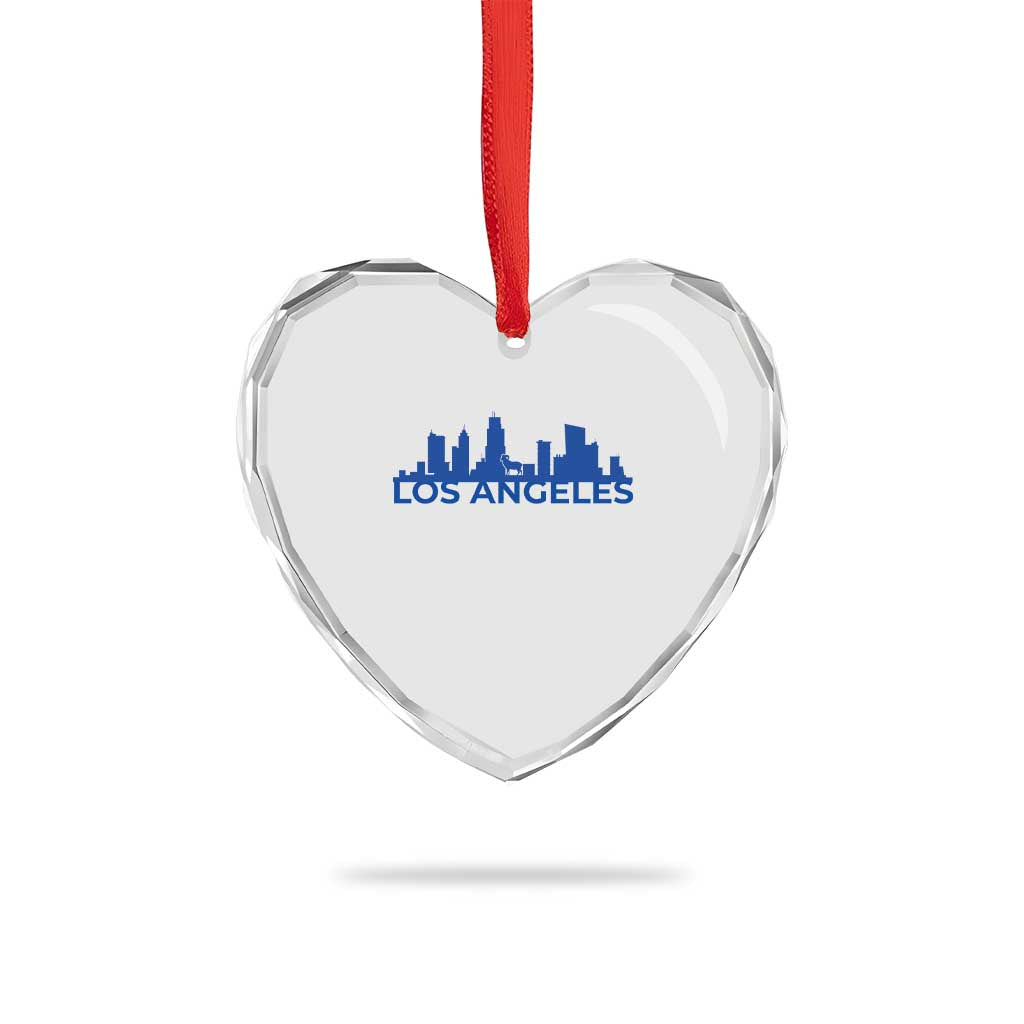 Vintage Los Angeles Skyline Ram Fan Heart Crystal Glass Ornament Football Lover Gift