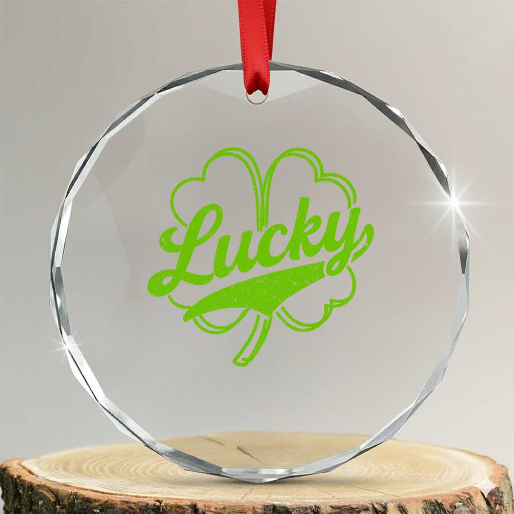 Vintage Lucky Shamrock Crystal Glass Ornament Irish St Patricks Day TS10 Transparent Glass 3'' Circle Print Your Wear
