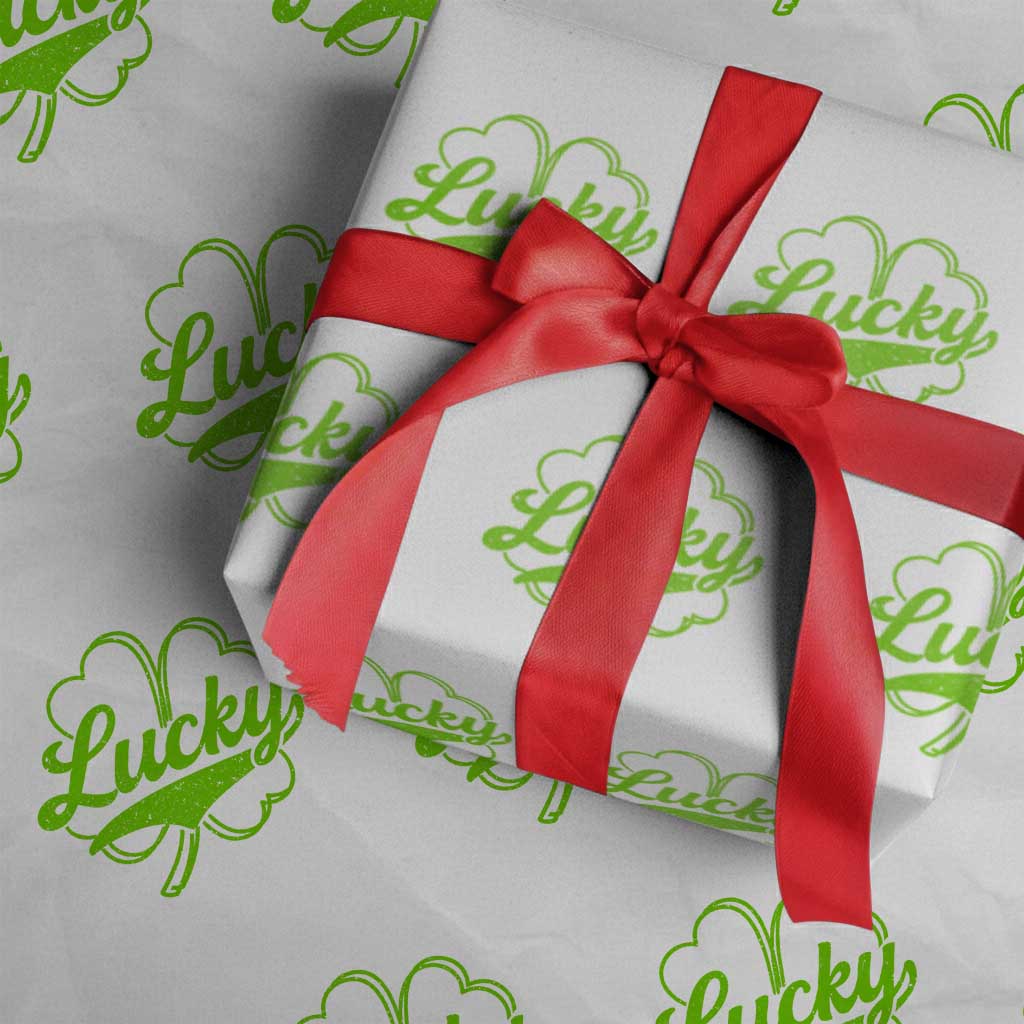 Vintage Lucky Shamrock Wrapping Paper Roll Irish St Patricks Day TS10 White Print Your Wear