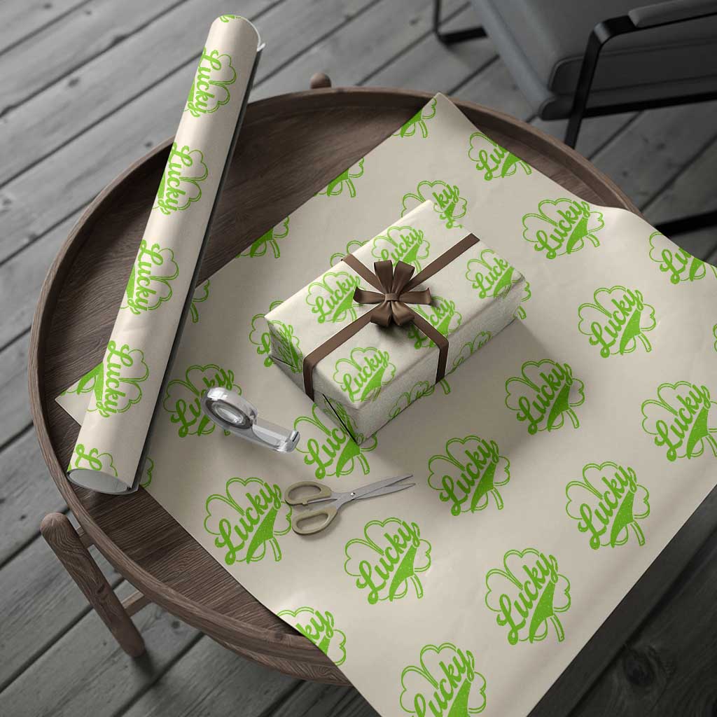 Vintage Lucky Shamrock Wrapping Paper Roll Irish St Patricks Day TS10 Beige Print Your Wear