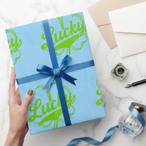 Vintage Lucky Shamrock Wrapping Paper Roll Irish St Patricks Day TS10 Light Blue Print Your Wear