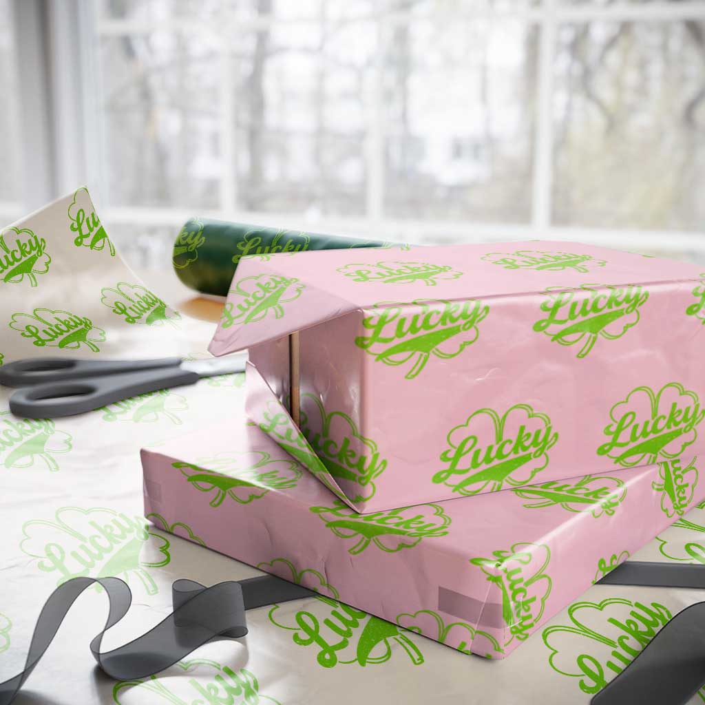 Vintage Lucky Shamrock Wrapping Paper Roll Irish St Patricks Day TS10 Light Pink Print Your Wear