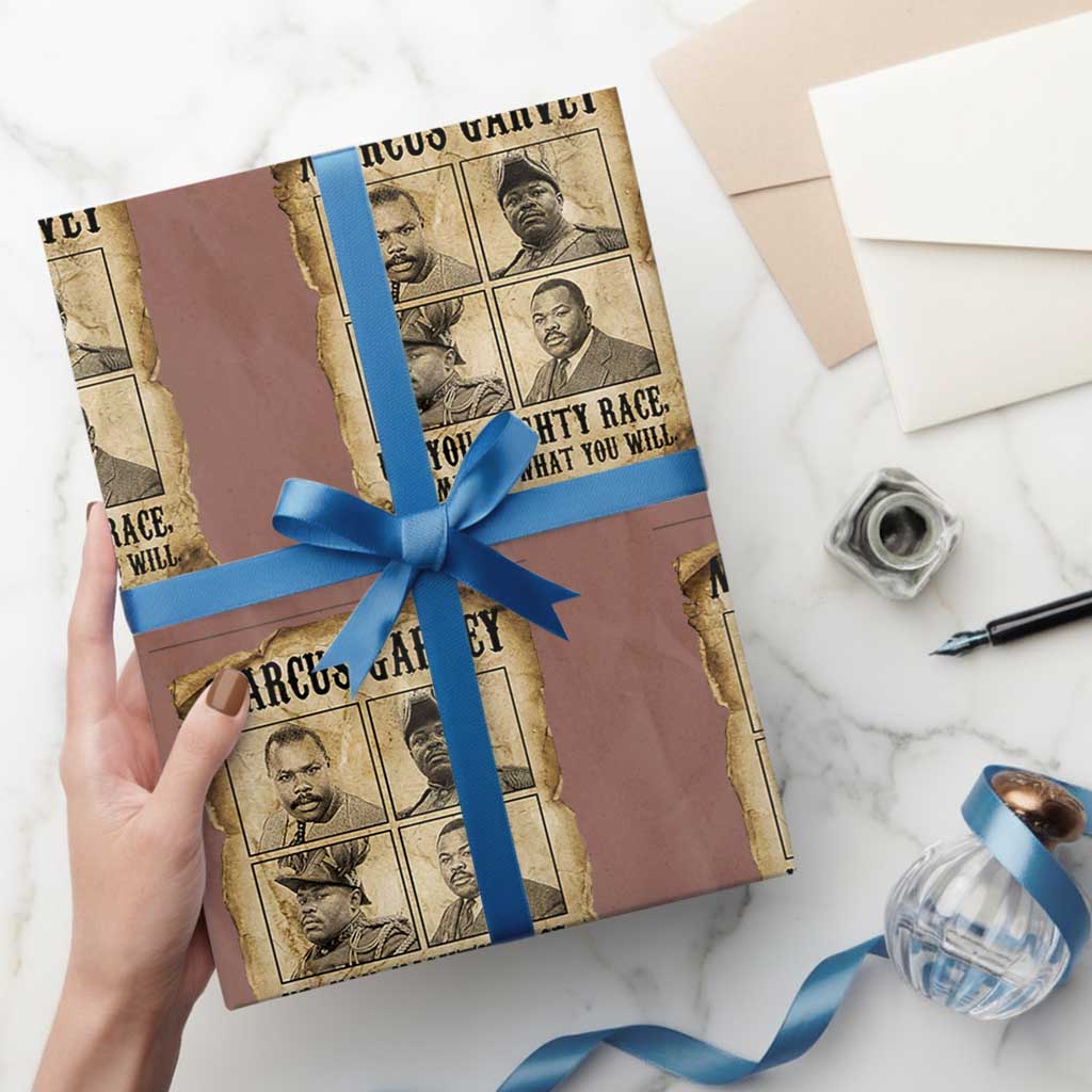 Vintage Marcus Garvey Wrapping Paper Roll Up You Mighty Race Quote TS12 Mocha Print Your Wear