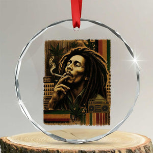 Vintage Marley Guitarist Crystal Glass Ornament Rastaman Rastafari Music Vibes Only Rasta Jamaica Reggae TS10 Transparent Glass 3'' Circle Print Your Wear