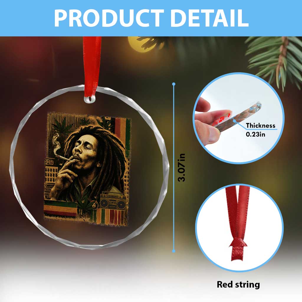 Vintage Marley Guitarist Crystal Glass Ornament Rastaman Rastafari Music Vibes Only Rasta Jamaica Reggae TS10 Print Your Wear