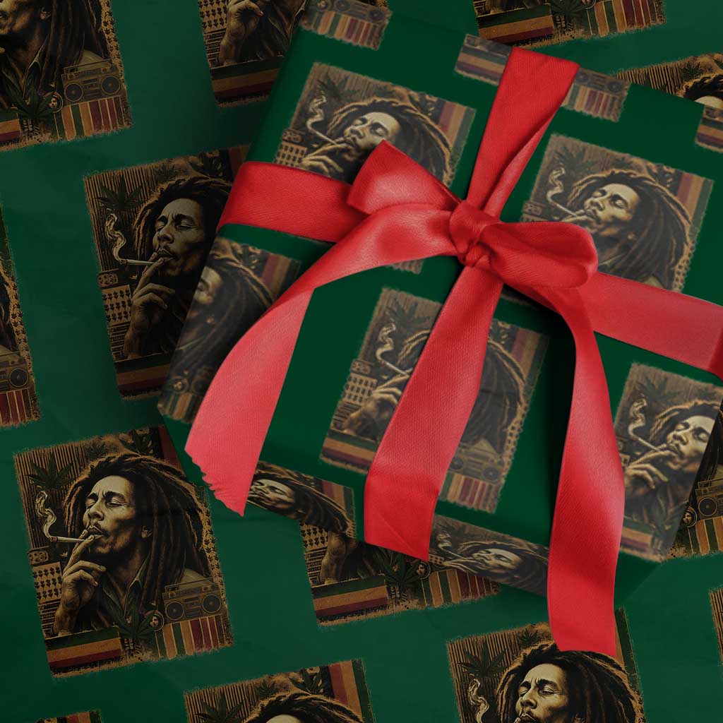 Vintage Marley Guitarist Wrapping Paper Roll Rastaman Rastafari Music Vibes Only Rasta Jamaica Reggae TS10 Green Print Your Wear