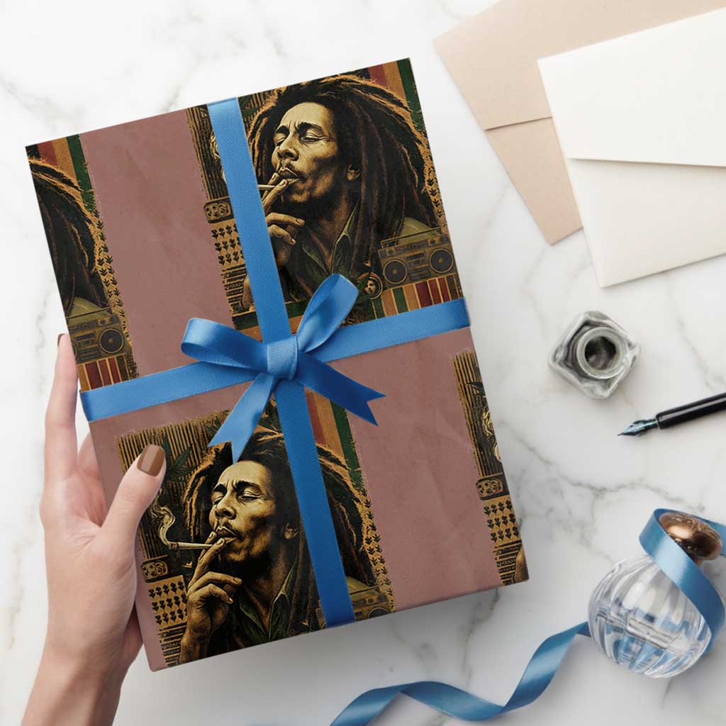 Vintage Marley Guitarist Wrapping Paper Roll Rastaman Rastafari Music Vibes Only Rasta Jamaica Reggae TS10 Mocha Print Your Wear
