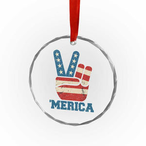 Vintage Merica Peace Sign Crystal Glass Ornament Retro Patriotic 4th of July USA Flag TS02 Print Your Wear