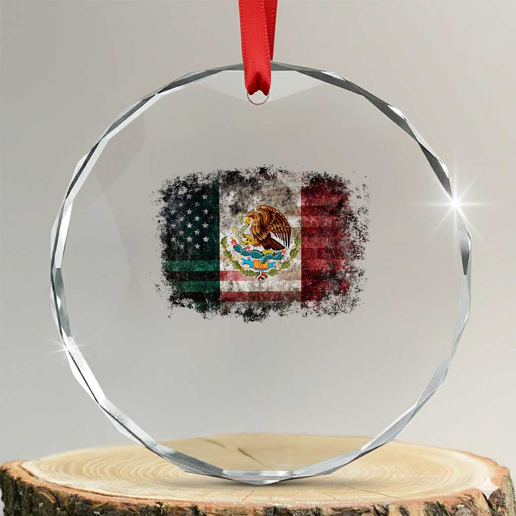 Vintage Mexican Flag Crystal Glass Ornament Eagle Mexico Heritage Mexican Roots TS10 Transparent Glass 3'' Circle Print Your Wear