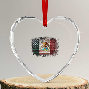 Vintage Mexican Flag Heart Crystal Glass Ornament Eagle Mexico Heritage Mexican Roots TS10 Transparent Glass 3'' Heart Print Your Wear