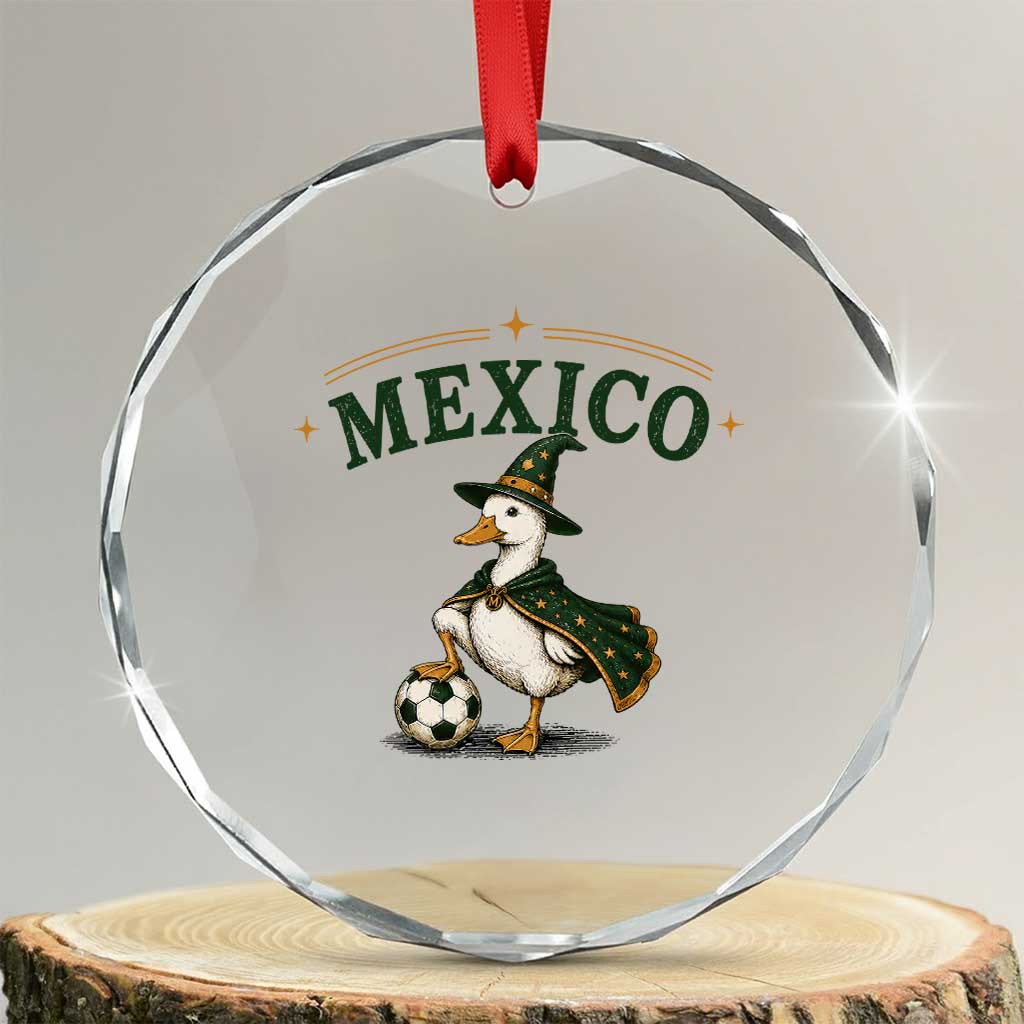 Vintage Mexico Soccer Wizard Duck Magical Fantasy Crystal Glass Ornament Retro Mexican Pride Football Fans TS02 Transparent Glass 3'' Circle Print Your Wear