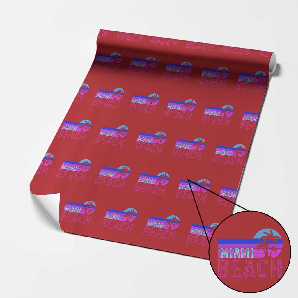 Vintage Miami Beach Wrapping Paper Roll Florida Proud Floridian Retro Palms Trees