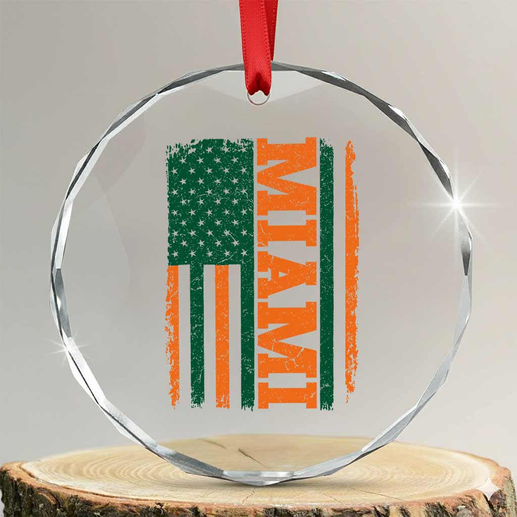 Vintage Miami Crystal Glass Ornament Classic Retro City USA Flag Game Day TS10 Transparent Glass 3'' Circle Print Your Wear
