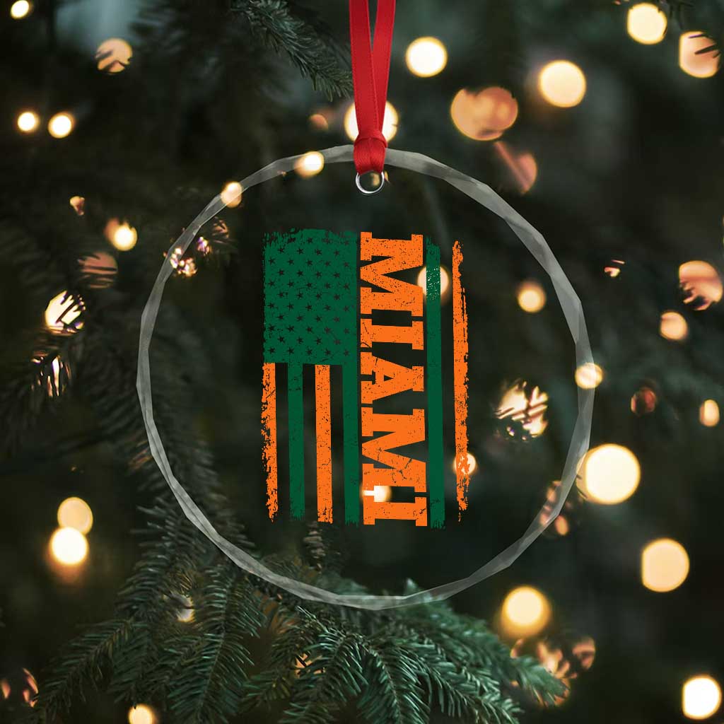 Vintage Miami Crystal Glass Ornament Classic Retro City USA Flag Game Day TS10 Print Your Wear