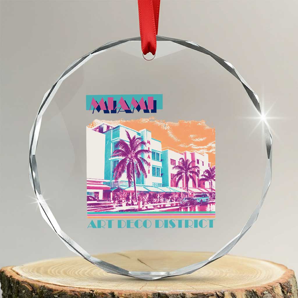 Vintage Miami Florida Art Deco Crystal Glass Ornament Miami City Pride Graphic TS14 Transparent Glass 3'' Circle Print Your Wear