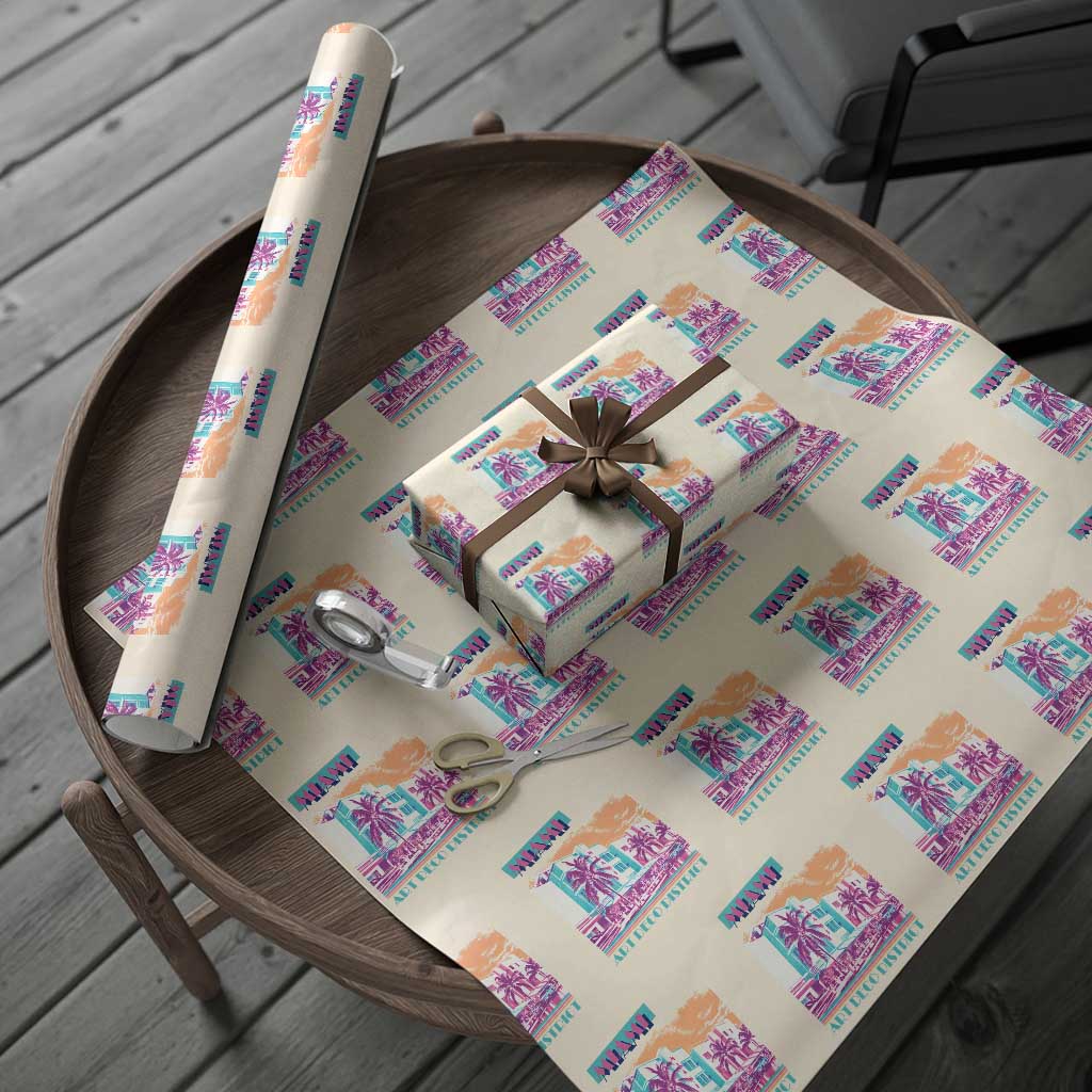 Vintage Miami Florida Art Deco Wrapping Paper Roll Miami City Pride Graphic