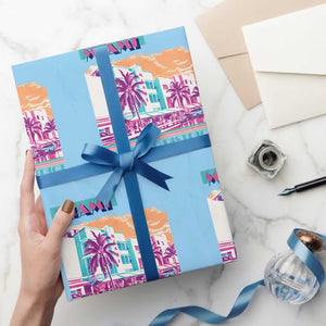 Vintage Miami Florida Art Deco Wrapping Paper Roll Miami City Pride Graphic