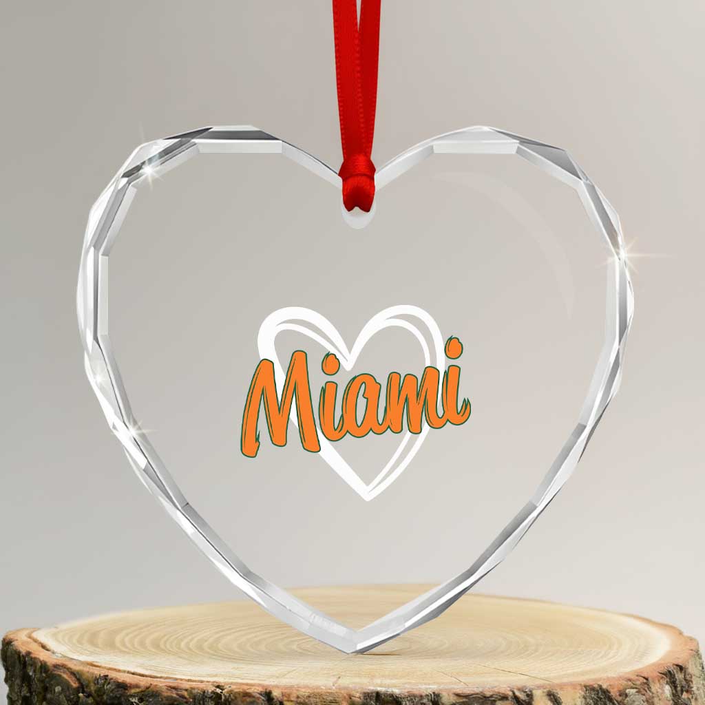 Vintage Miami Heart Crystal Glass Ornament Classic Retro City Heart TS10 Transparent Glass 3'' Heart Print Your Wear
