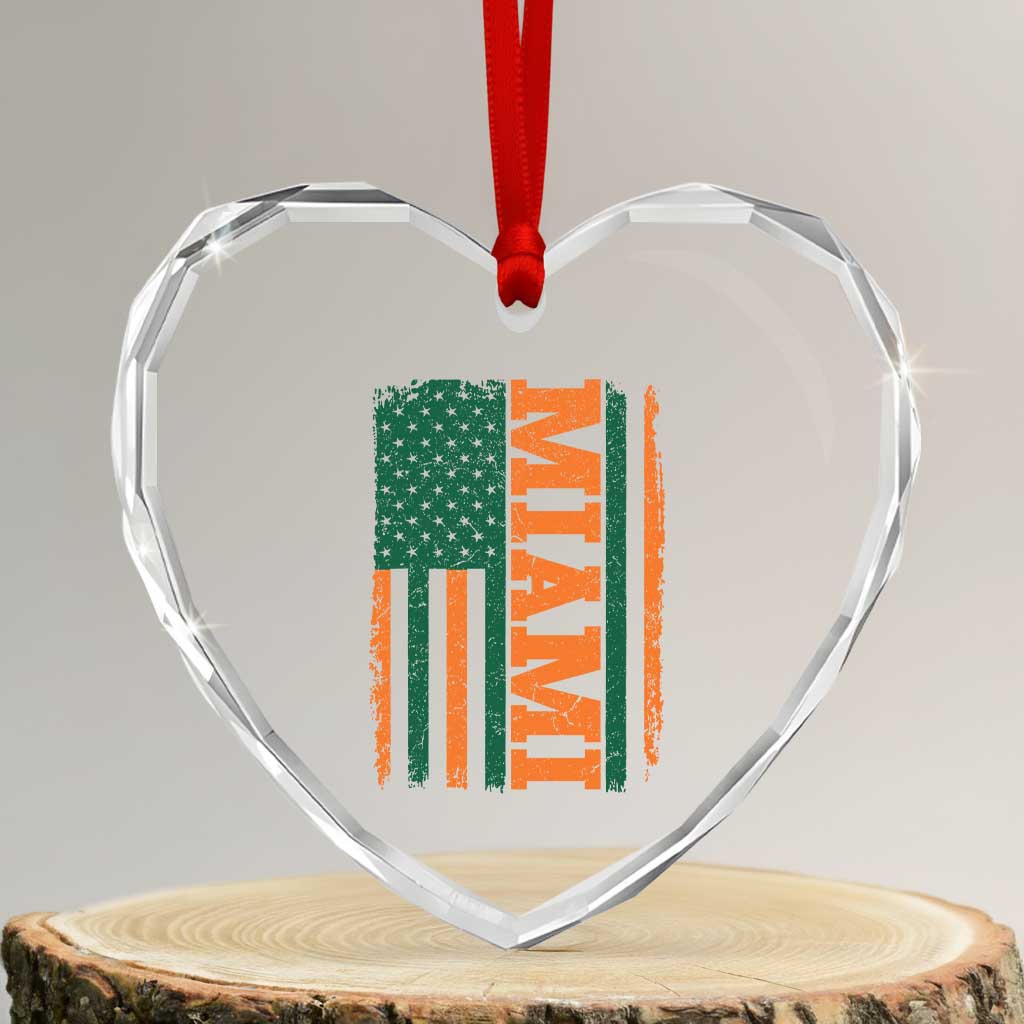 Vintage Miami Heart Crystal Glass Ornament Classic Retro City USA Flag Game Day TS10 Transparent Glass 3'' Heart Print Your Wear