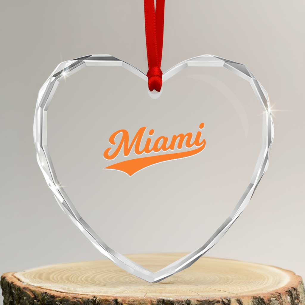Vintage Miami Heart Crystal Glass Ornament Florida FL Varsity Script Retro Vintage Athletic Sports TS10 Transparent Glass 3'' Heart Print Your Wear