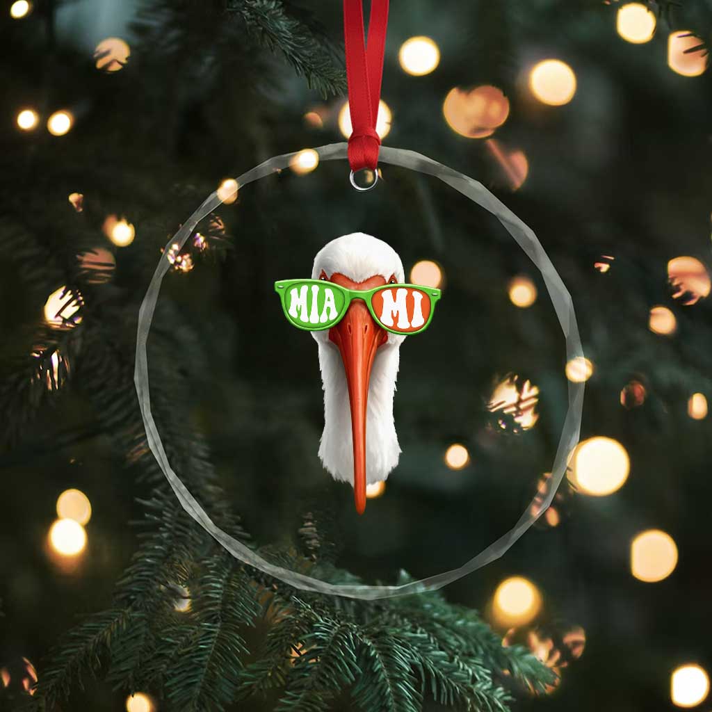 Vintage Miami White Ibis with Sunglasses Crystal Glass Ornament TS11 Print Your Wear