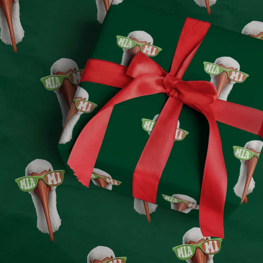 Vintage Miami White Ibis with Sunglasses Wrapping Paper Roll TS11 Green Print Your Wear