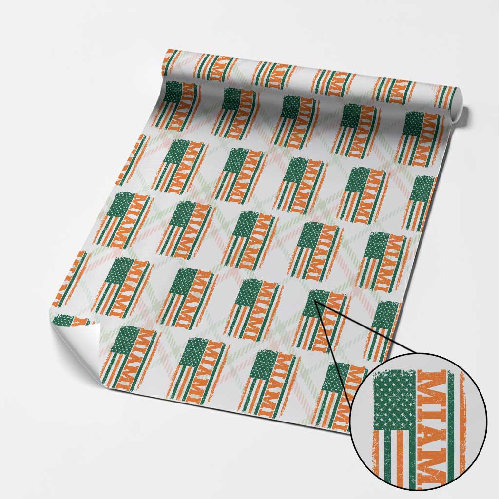 Vintage Miami Wrapping Paper Roll Classic Retro City USA Flag Game Day TS10 Christmas Plaid Print Your Wear