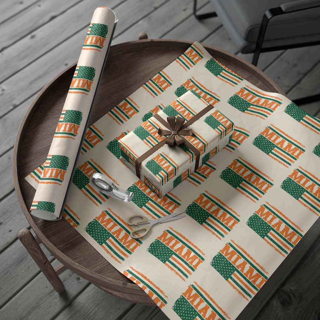 Vintage Miami Wrapping Paper Roll Classic Retro City USA Flag Game Day TS10 Beige Print Your Wear