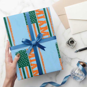 Vintage Miami Wrapping Paper Roll Classic Retro City USA Flag Game Day TS10 Light Blue Print Your Wear