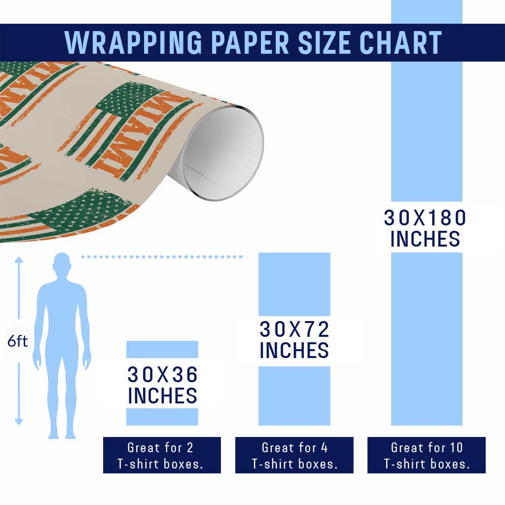Vintage Miami Wrapping Paper Roll Classic Retro City USA Flag Game Day TS10 Print Your Wear