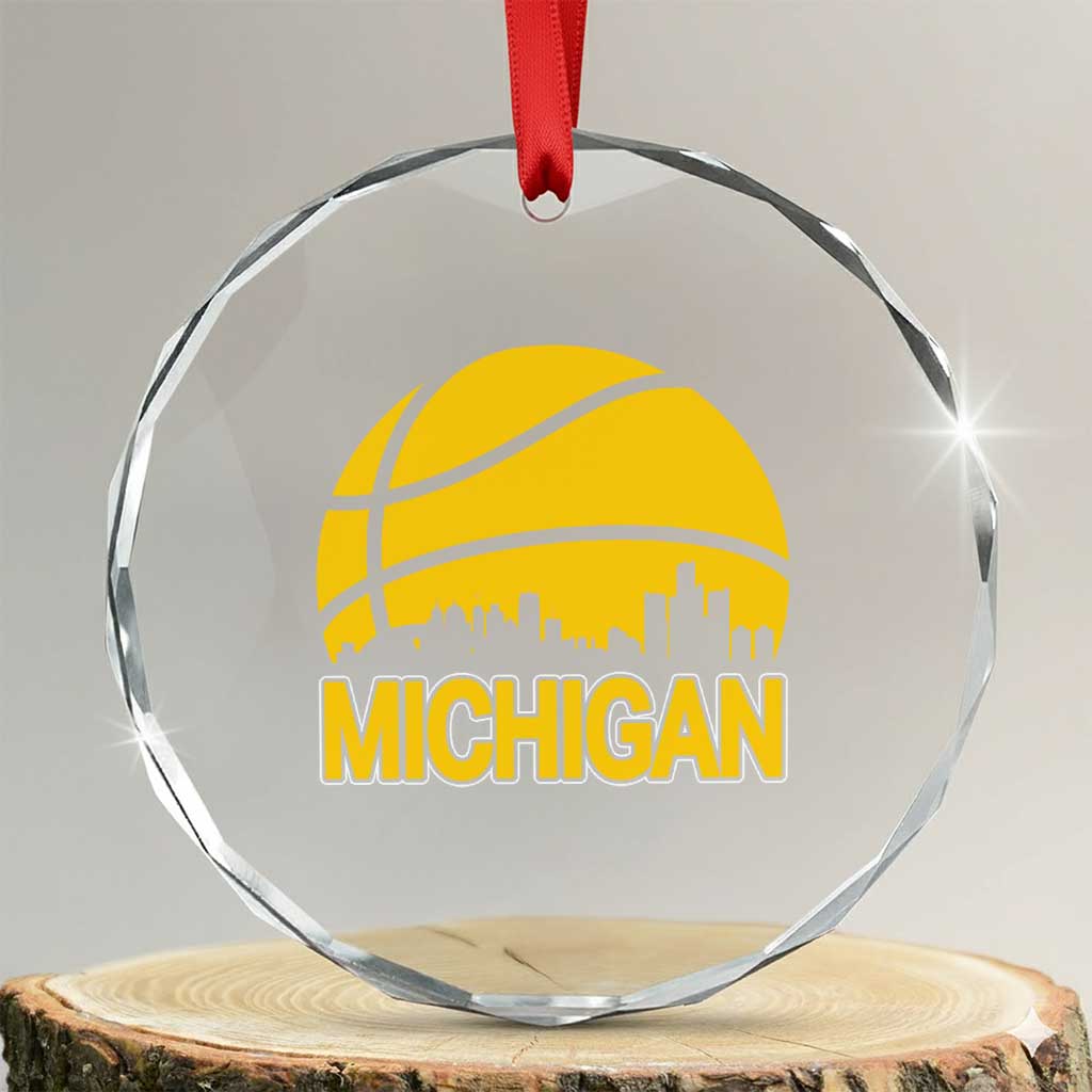 Vintage Michigan Skyline Crystal Glass Ornament Basketball Lover Gift TS12 Transparent Glass 3'' Circle Print Your Wear