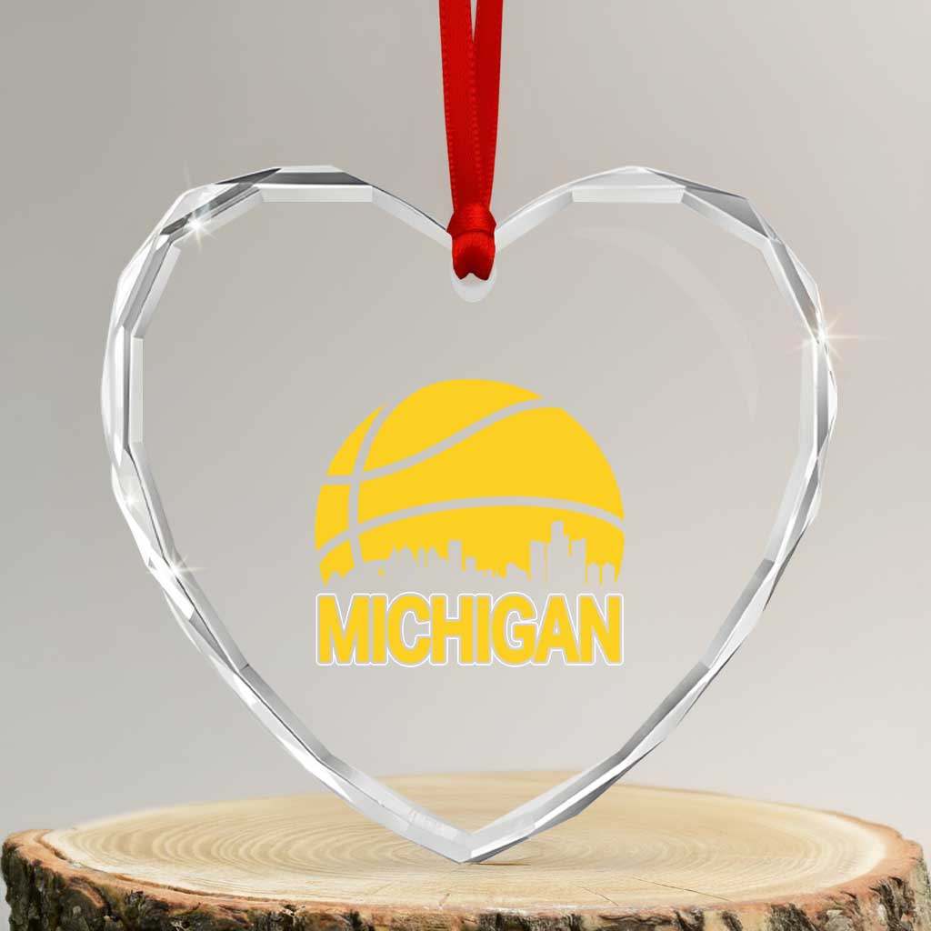 Vintage Michigan Skyline Heart Crystal Glass Ornament Basketball Lover Gift TS12 Transparent Glass 3'' Heart Print Your Wear