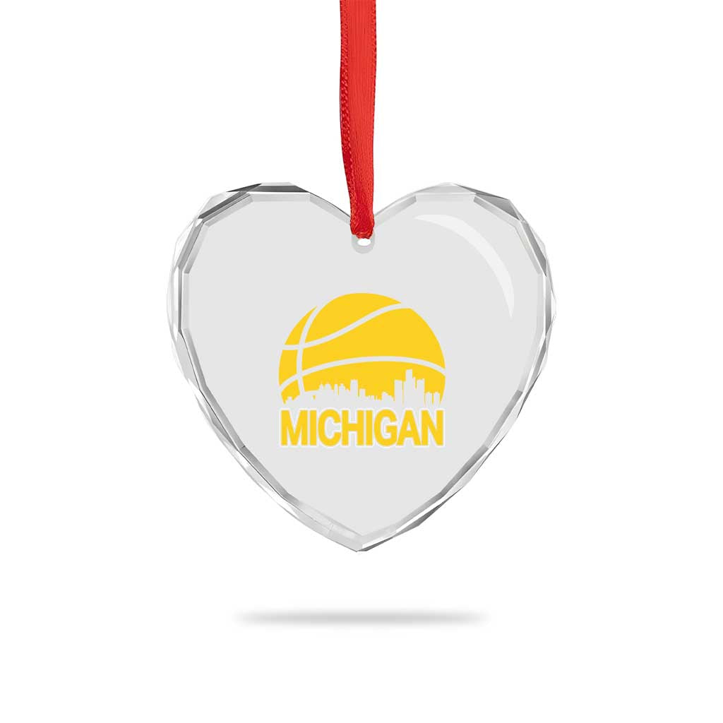 Vintage Michigan Skyline Heart Crystal Glass Ornament Basketball Lover Gift TS12 Print Your Wear