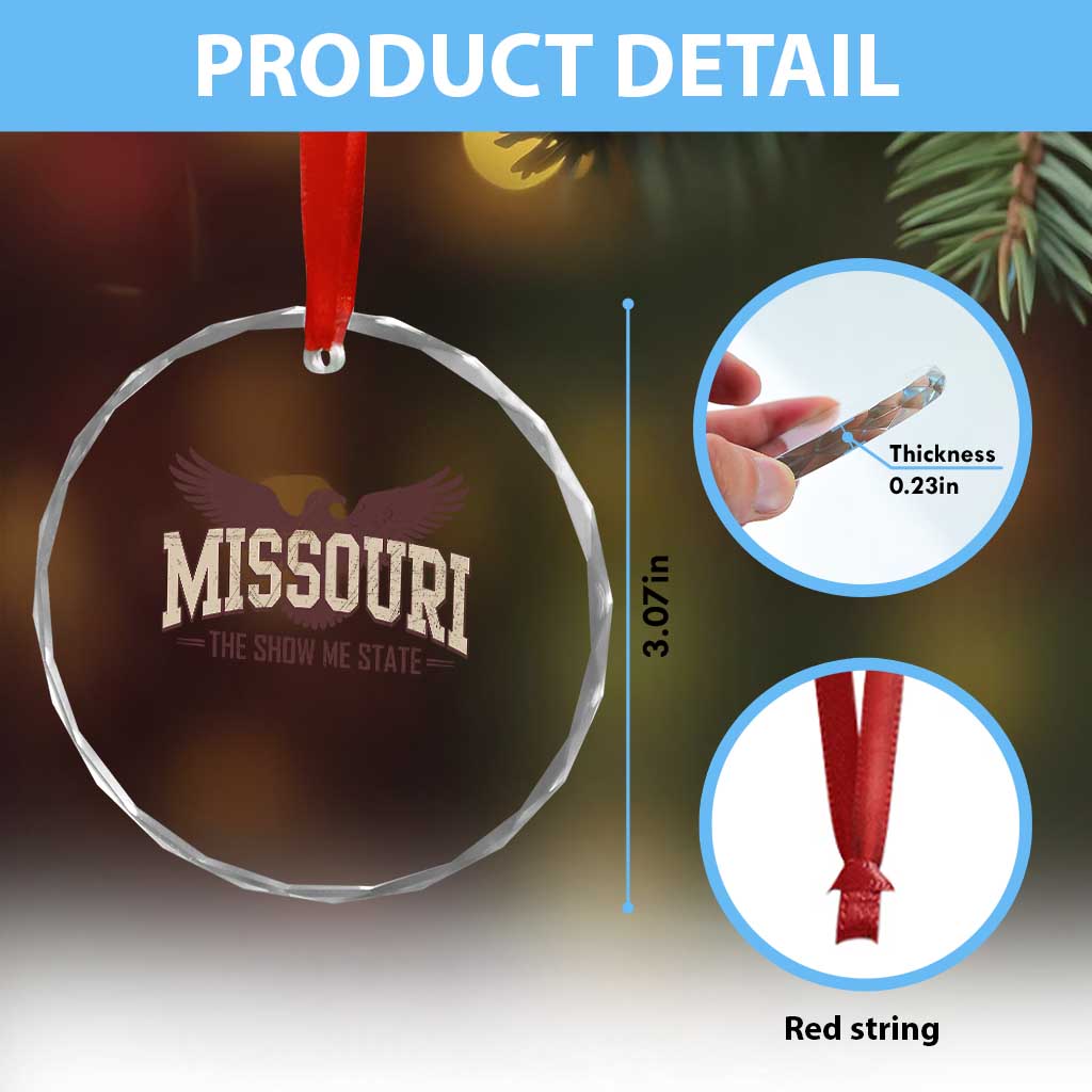 Vintage Missouri Eagle Crystal Glass Ornament Missouri The Show Me State Retro Distressed TS12 Print Your Wear