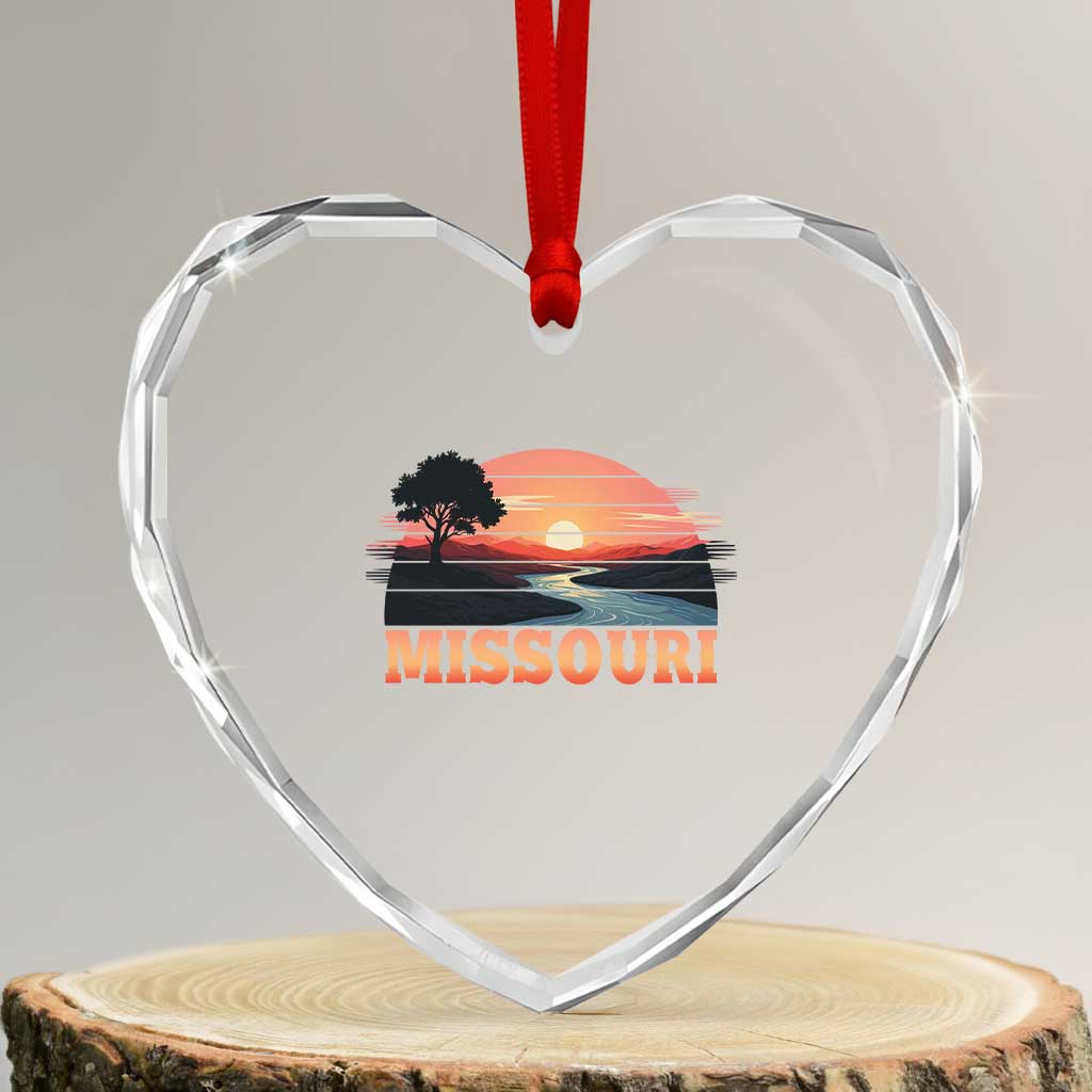 Vintage Missouri Outdoors Heart Crystal Glass Ornament Midwest Nature Landscape TS12 Transparent Glass 3'' Heart Print Your Wear