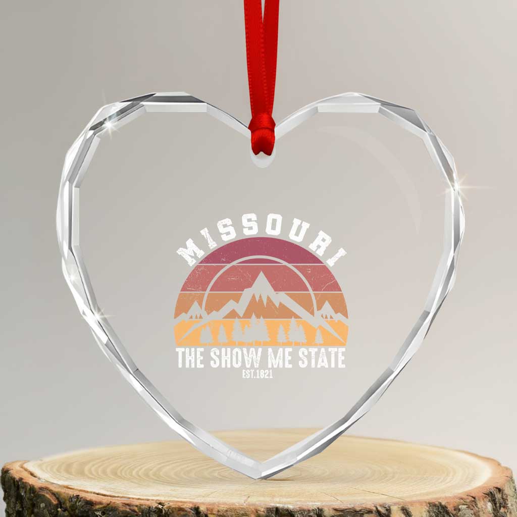 Vintage Missouri Travel Heart Crystal Glass Ornament The Show Me State Pride TS12 Transparent Glass 3'' Heart Print Your Wear