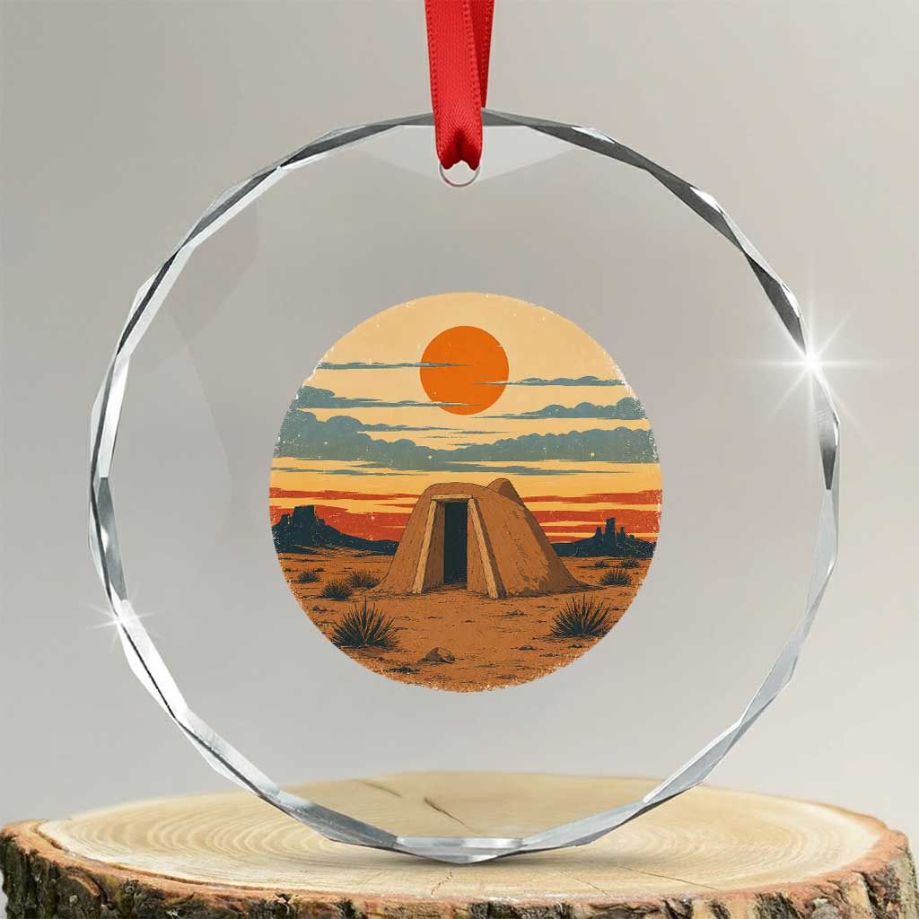 Vintage Monument Valley Landscape Crystal Glass Ornament Desert Hogan Home Art TS12 Transparent Glass 3'' Circle Print Your Wear
