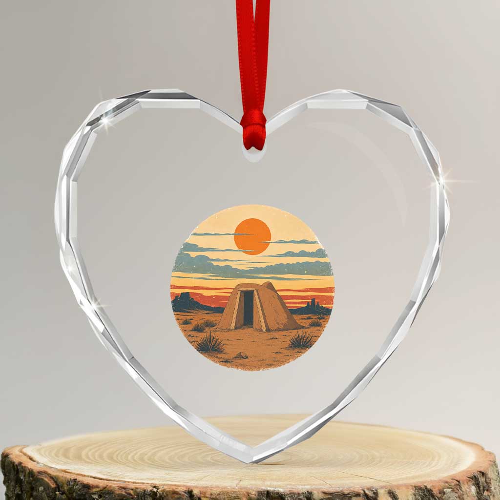 Vintage Monument Valley Landscape Heart Crystal Glass Ornament Desert Hogan Home Art TS12 Transparent Glass 3'' Heart Print Your Wear