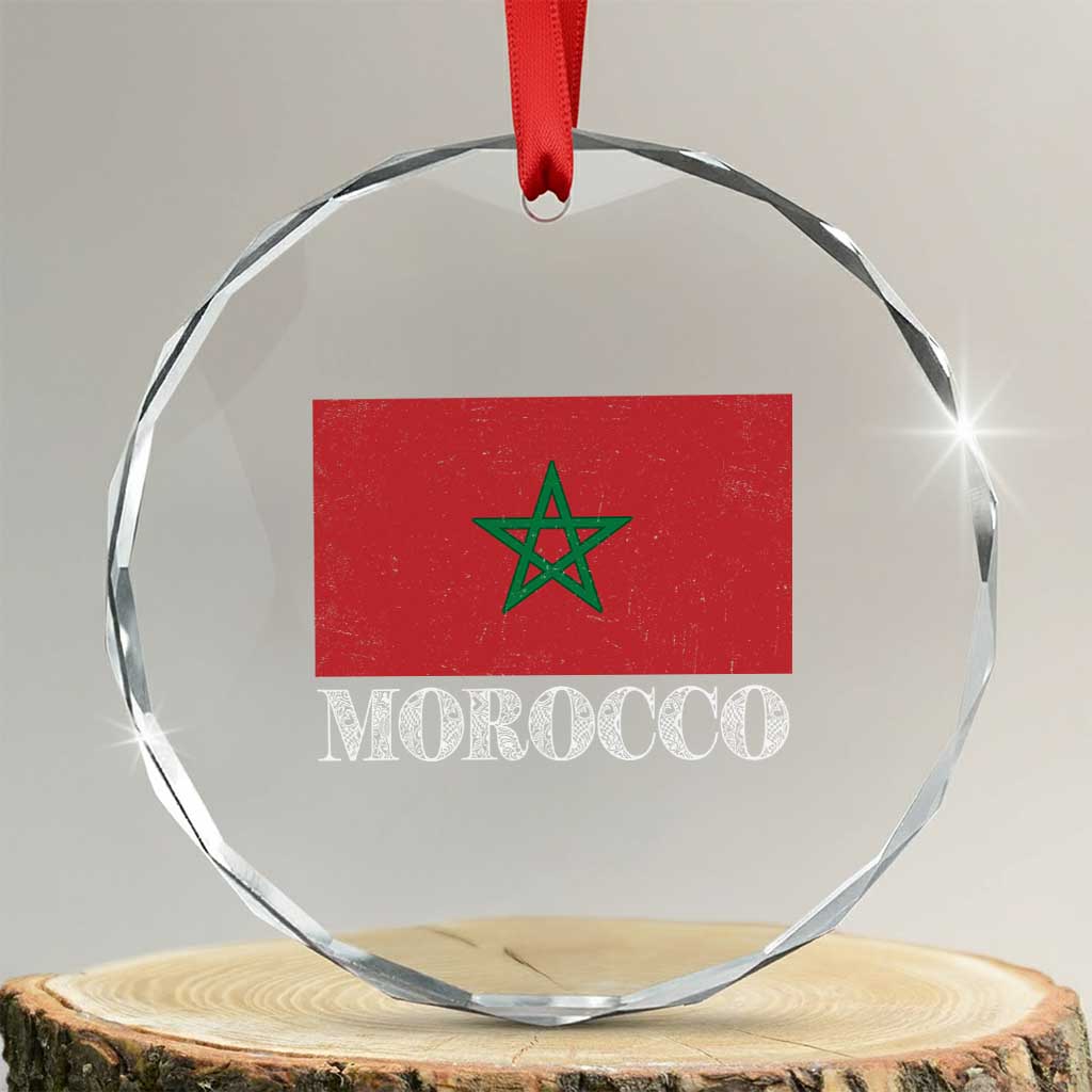 Vintage Morocco Flag Crystal Glass Ornament Patriotic Moroccan Pride TS02 Transparent Glass 3'' Circle Print Your Wear