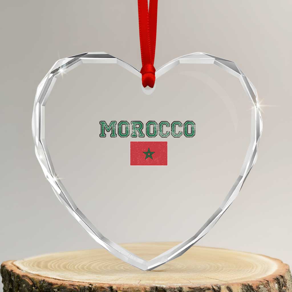 Vintage Morocco Flag Heart Crystal Glass Ornament Distressed Graphic Heritage Pride Gift for Moroccan TS10 Transparent Glass 3'' Heart Print Your Wear