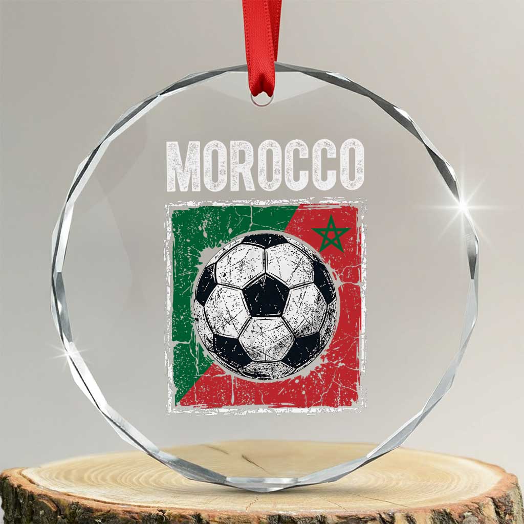 Vintage Morocco Soccer Flag Crystal Glass Ornament Moroccan Football Fans National Pride Sports TS02 Transparent Glass 3'' Circle Print Your Wear