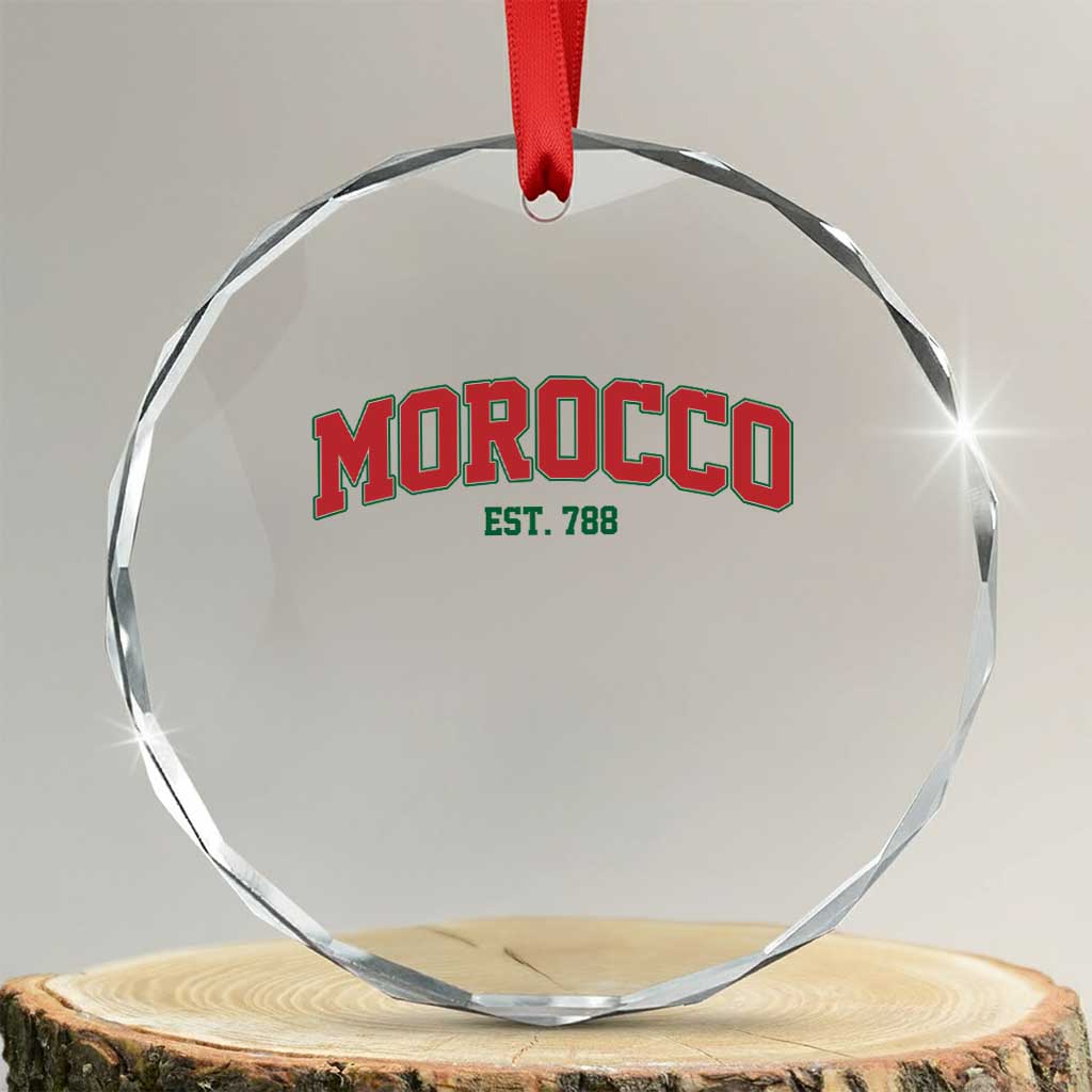 Vintage Morocco Varsity Collegiate Style Crystal Glass Ornament Established 788 Moroccan History TS02 Transparent Glass 3'' Circle Print Your Wear